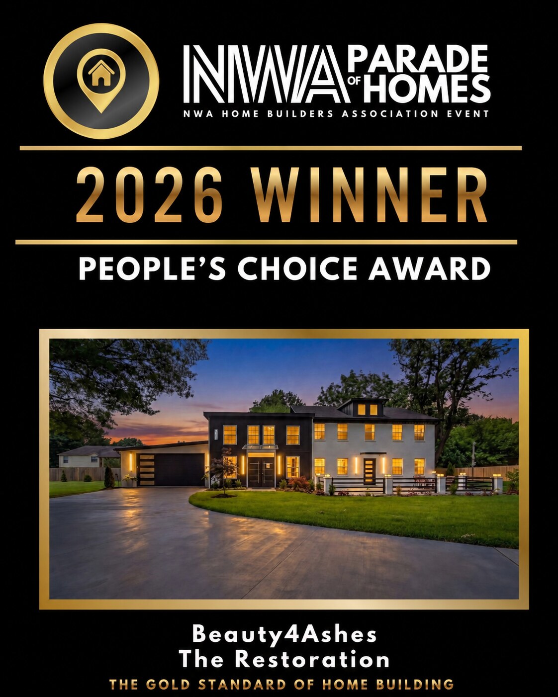 2026 NWA Parade of Homes People's Choice Award for Remodel won by Beauty4Ashes